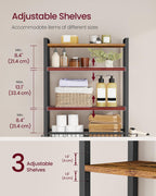 VASAGLE 4-Tier Over the Toilet Storage, Adjustable Shelves, Basket, 68.1''H