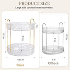 Large Capacity Rotating Makeup Organizer Perfume Stand Holder, 2 Tier Clear