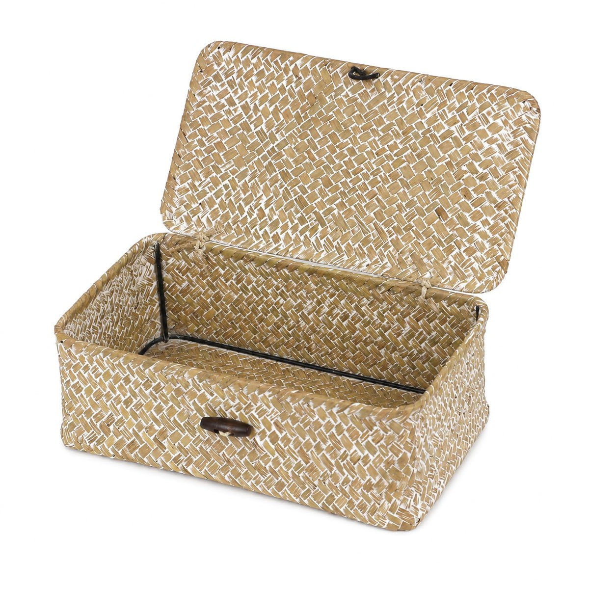 Wicker Storage Basket with Lid, Seagrass Storage Baskets for Organizing