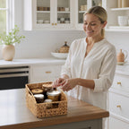 StorageWorks Pantry Baskets for Organizing, Wicker Basket with Built-in Handles, Handwoven Wicker Storage Baskets, Water Hyacinth for Shelves, 2 Pack