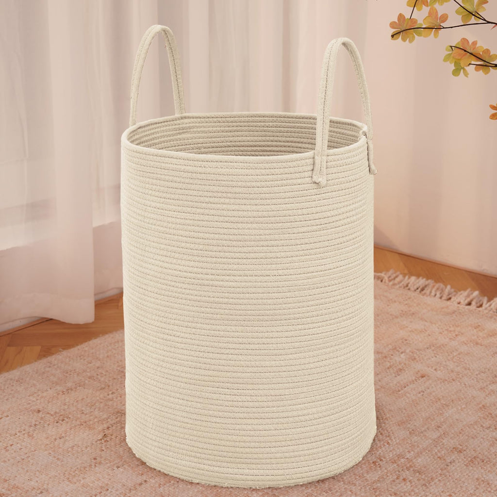 JMvicyroam 60L Cotton Rope Laundry Basket Hamper, Brown