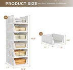 Pinkpum 6 Pack Closet Organizer Storage Bins Stackable Plastic Drawer Shelf