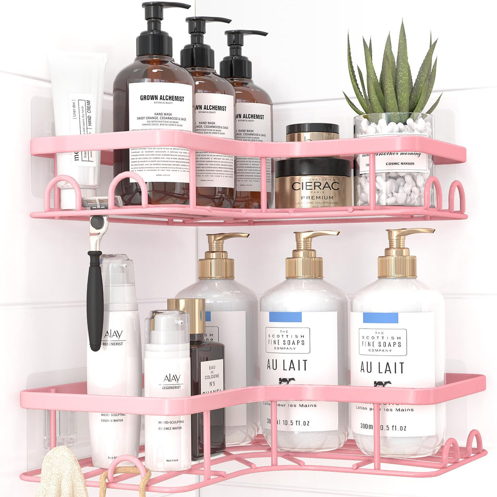 Sakugi Black Corner Shower Caddy Adhesive No Drilling Bathroom Shelves