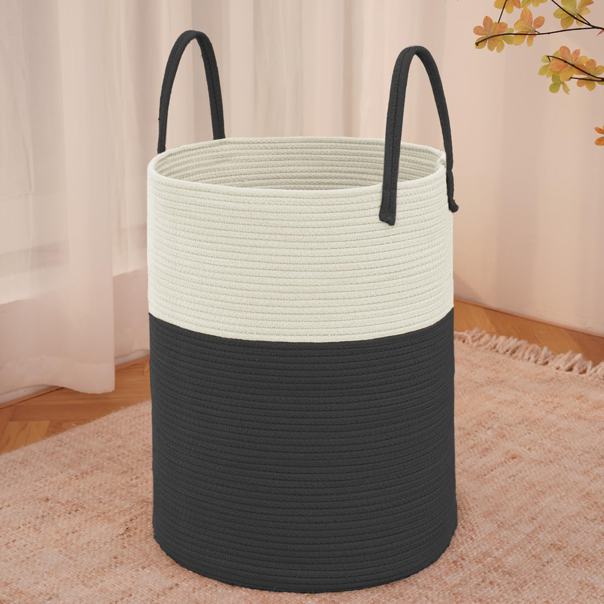 JMvicyroam 60L Cotton Rope Laundry Basket Hamper, Brown
