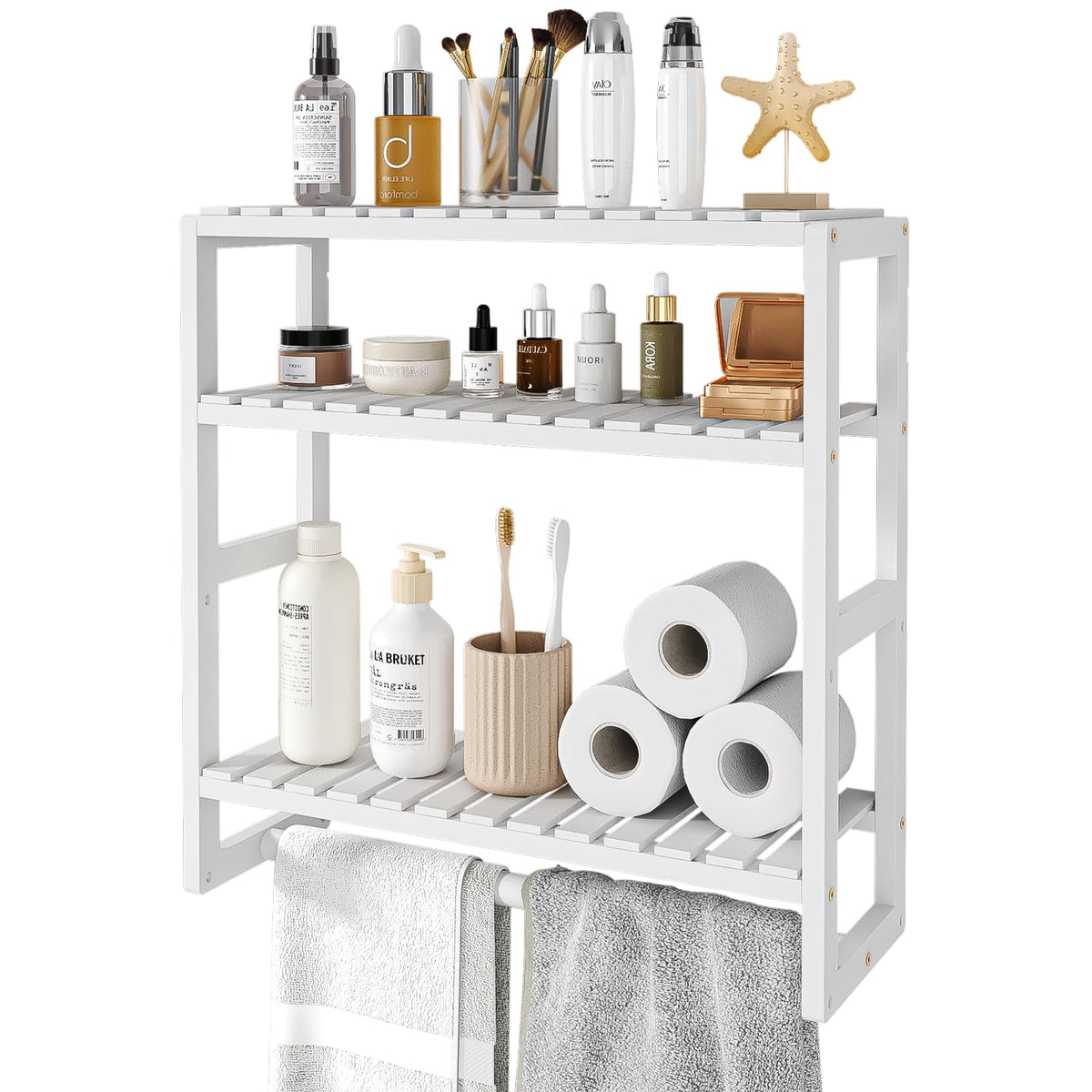 Galood Over The Toilet Storage Bathroom Shelves Wall Mounted 3 Tier Black