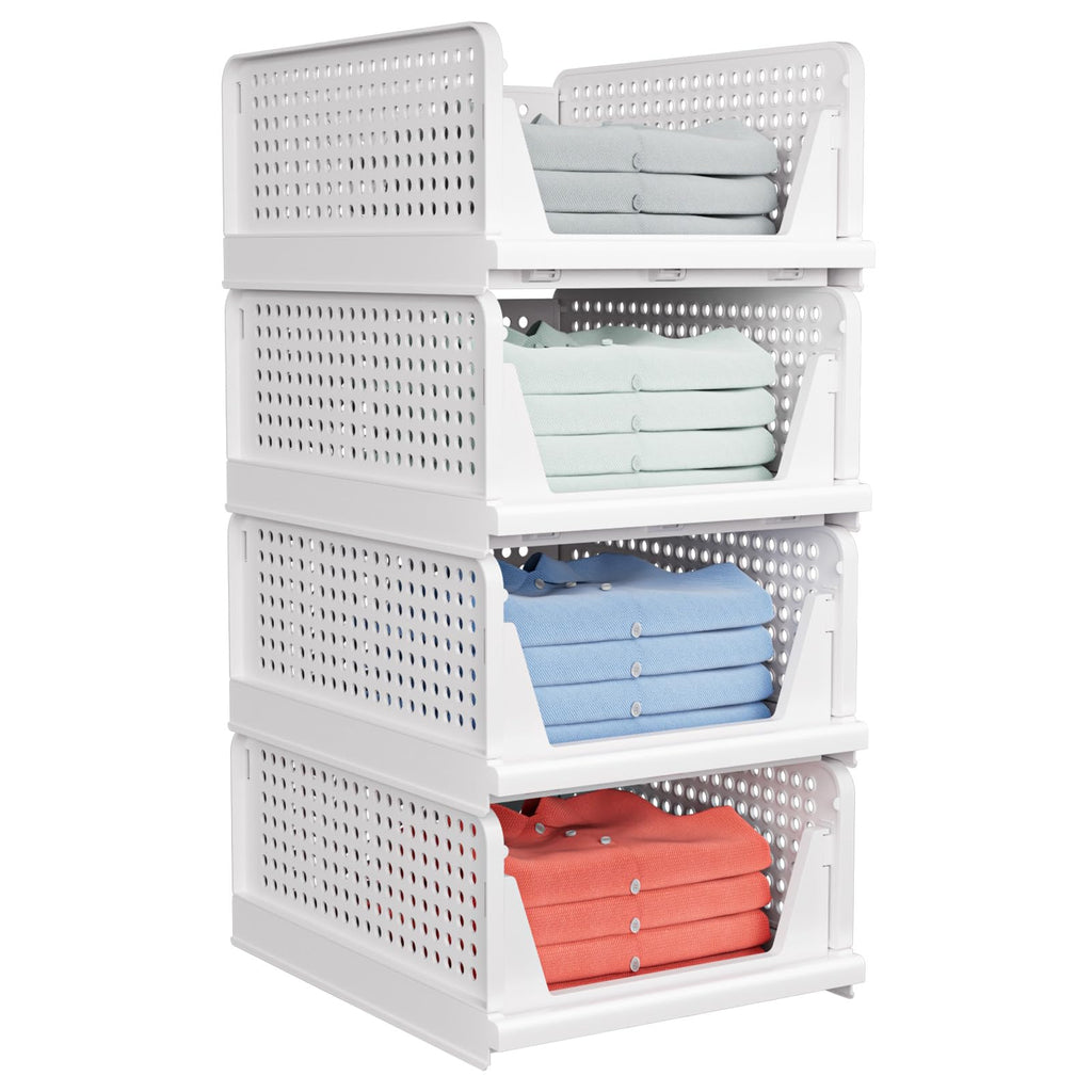 caktraie 4 Pack Stackable Closet Storage Basket - Stackable Storage Bins