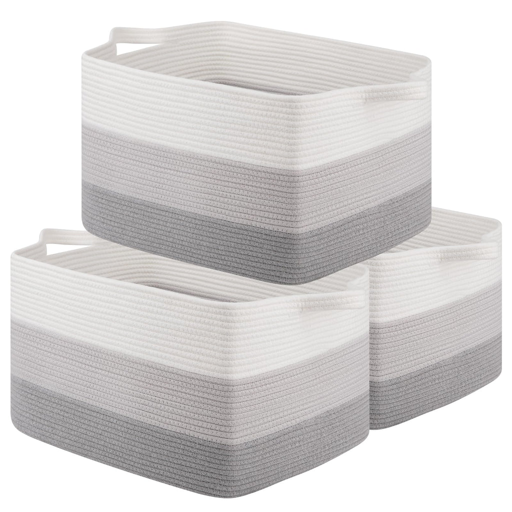 OIAHOMY Cotton Rope Storage Baskets for Organizing Gradient Yellow 3-Pack