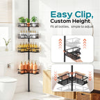 HAMITOR Shower Caddy Tension Pole: 4-Tier Adjustable Corner Organizer Black