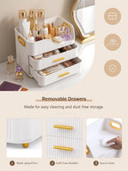 Booklov Large Makeup Organizer for Vanity, Bathroom Countertop, White