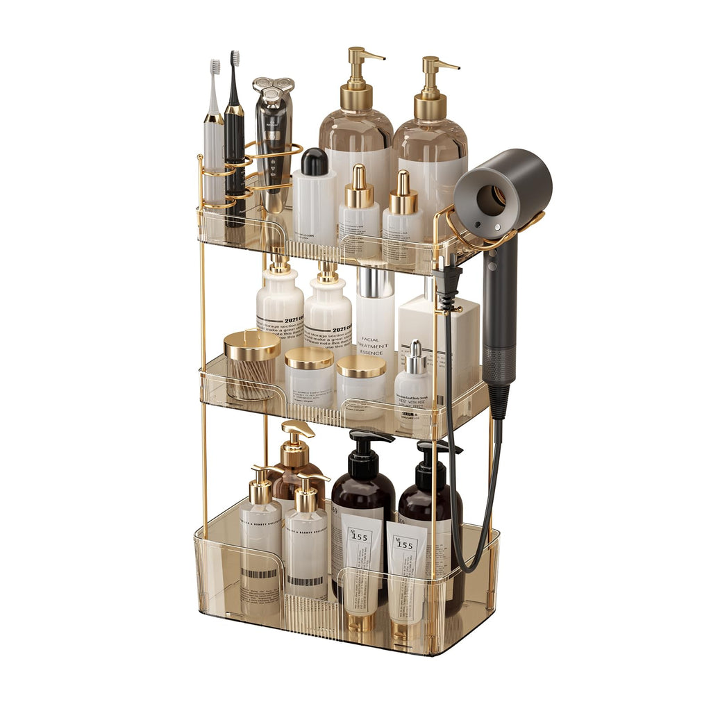 Akinbas 2 Tier Bathroom Organizer Countertop Makeup Perfume Tray Skincare Organizer for Bathroom Dresser Vanity (Green)