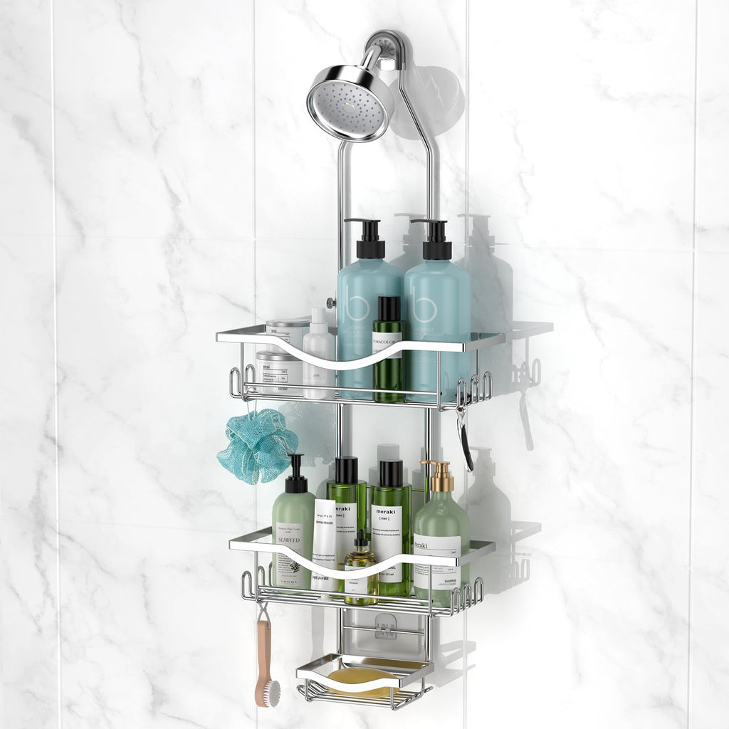 REINHARDT Adjustable Shower Caddy Hanging Rustproof Shower Organizer, Black