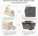 Mkono 2Pc Macrame Storage Basket, Boho Decor Toilet Paper Holder, Ivory
