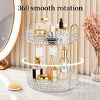 Large Capacity Rotating Makeup Organizer Perfume Stand Holder, 2 Tier Clear