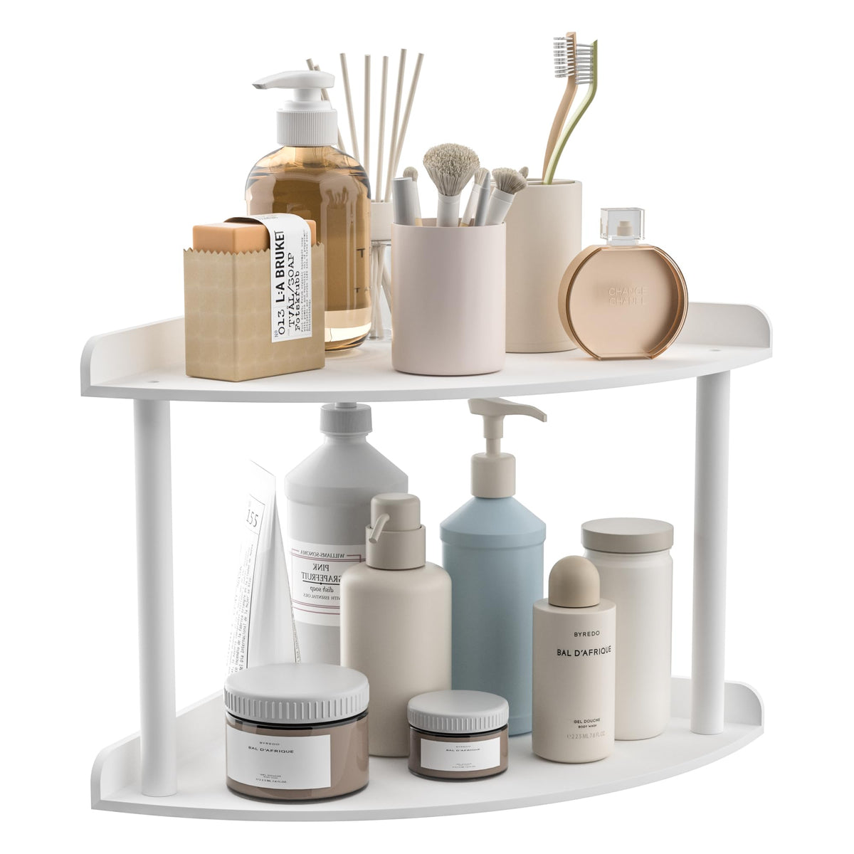Sezanrpt 2 Tier Countertop Corner Organizer Shelf 7x7x8 Inch, Acrylic Bathroom Organizer Corner Shelf for Countertop, Clear Vanity Storage Organizer for Skincare, Cosmetics, Perfume