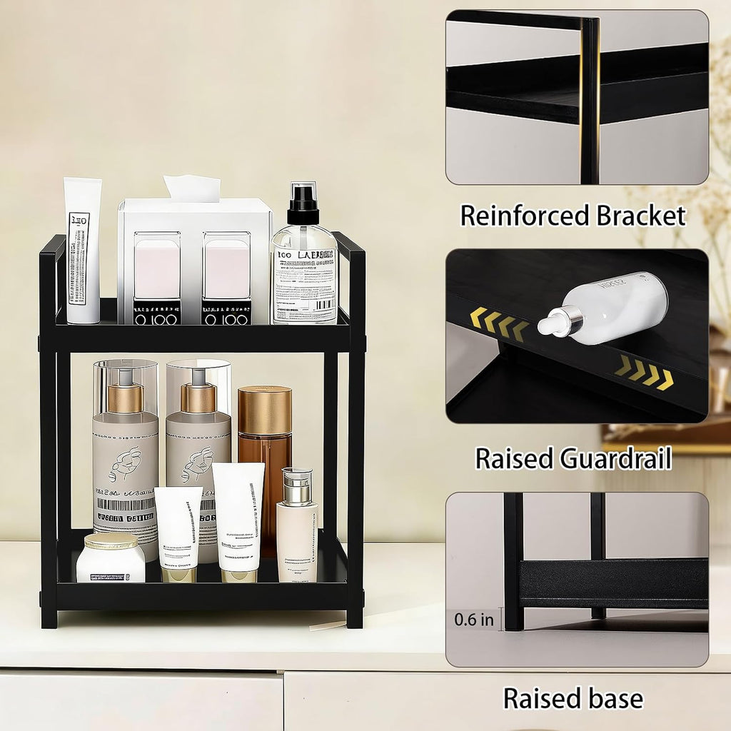 Bathroom Counter Organizer Vanity Storage Countertop Shelf, Small Black