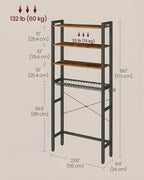 VASAGLE 4-Tier Over the Toilet Storage, Adjustable Shelves, Basket, 68.1''H