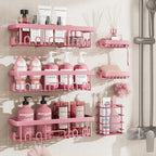 Veken Shower Caddy 6-Pack with Hooks, Bathroom Organizers & Storage, Black