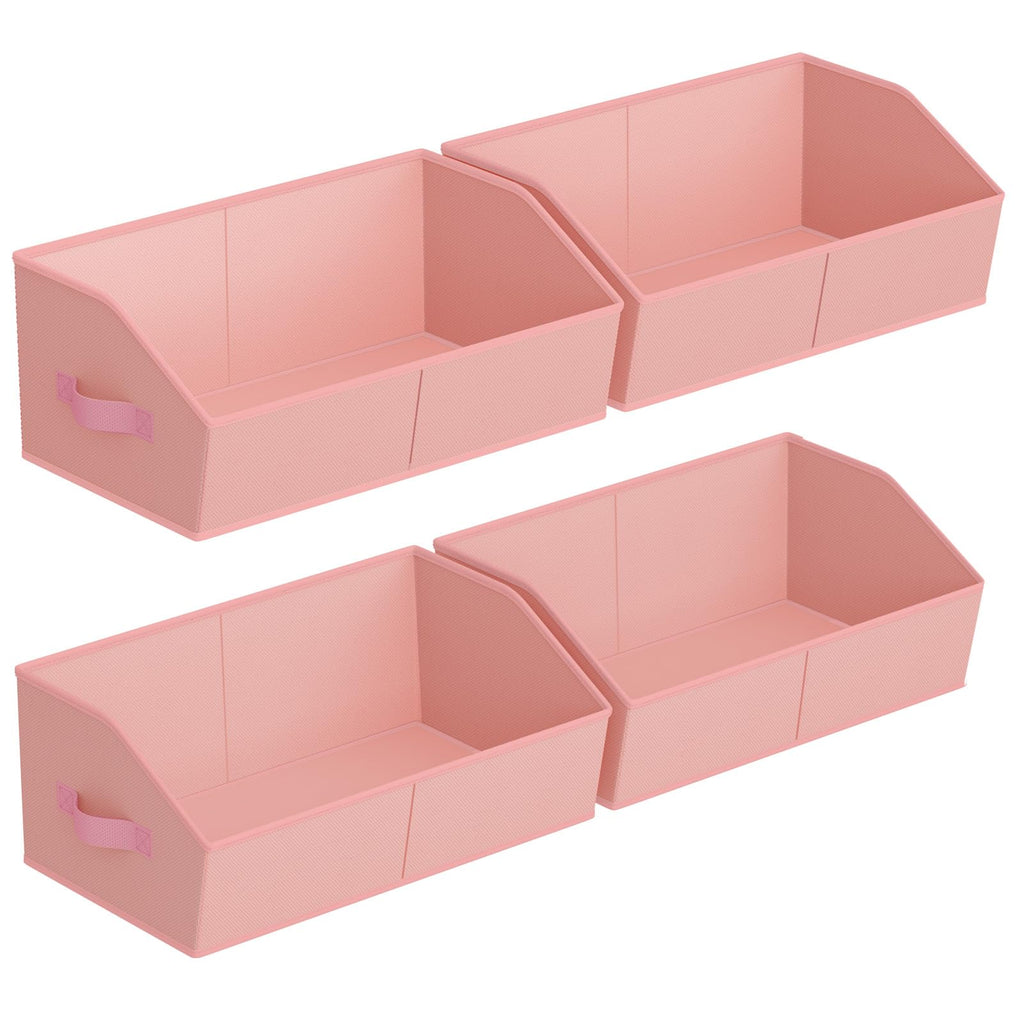 Homsorout Closet Organizers Bins 6 Packs - Large Closet Shelf Organizer with Handles, Fabric Trapezoid Storage Bins, Collapsible Storage Cubes for Clothes, Towels, Light Gray