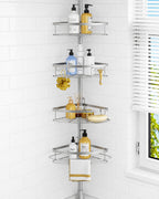 SEIRIONE Rustproof Corner Shower Caddy Tension Pole for Bathroom Organizers