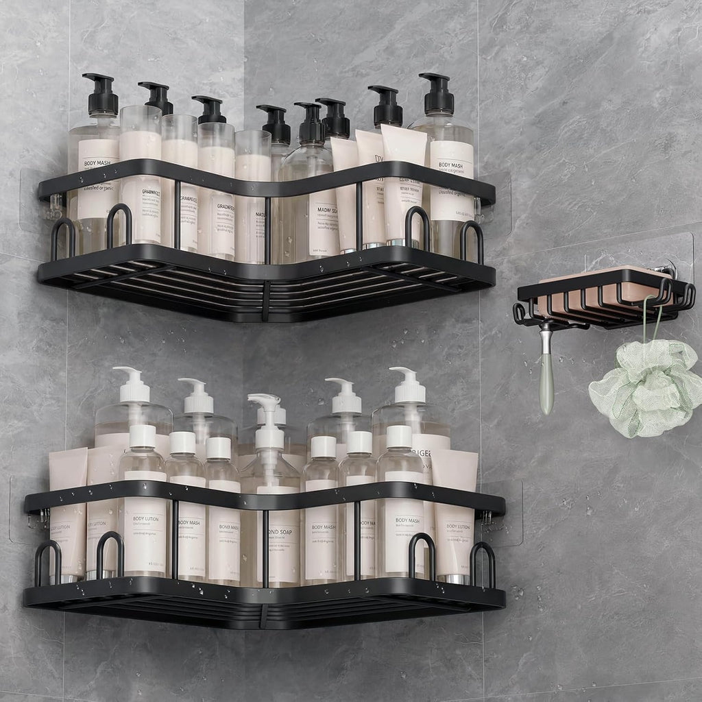 Veken Corner Shower Caddy 3-Pack, Advanced Rustproof Design&Stable Storage