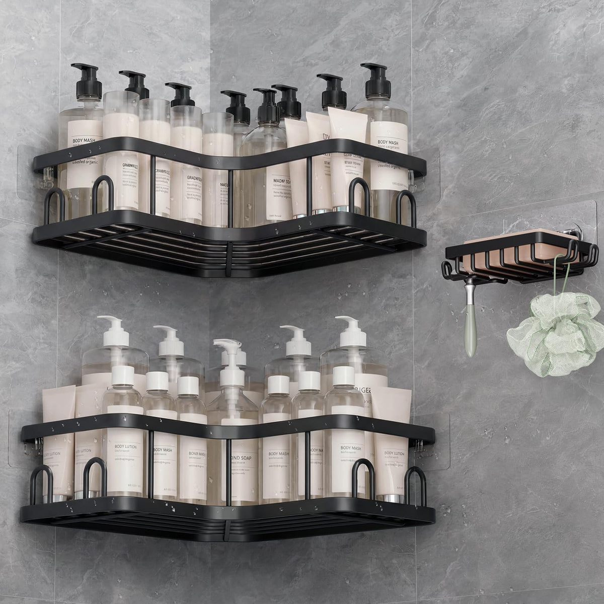 Veken Corner Shower Caddy 3-Pack, Advanced Rustproof Design&Stable Storage