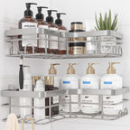 Sakugi Black Corner Shower Caddy Adhesive No Drilling Bathroom Shelves