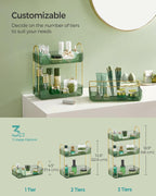 SONGMICS 3-Tier Makeup Organizer, Square, Customizable