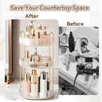 360° Rotating Makeup Organizer for Vanity, 3 Tier Perfume Organizers, Clear