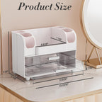Delamu Large Makeup Organizer Countertop with 6 Brush Holders, White