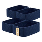 MiniArk Small Storage Baskets for Organizing | Closet Organizer Bins | Shelf Toy Basket | Woven Rope Baskets | Cube Decorative Box | Shallow Basket | L11.5xW7.5xH4.7| Brown