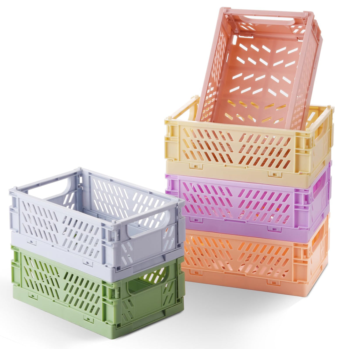 HUUSMOT 6-Pack Collapsible Small Plastic Storage Baskets, 5.9"x3.8"x2.2"