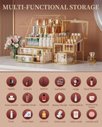 CoralHouse Glass Makeup Organizer with Brush Holder for Vanity