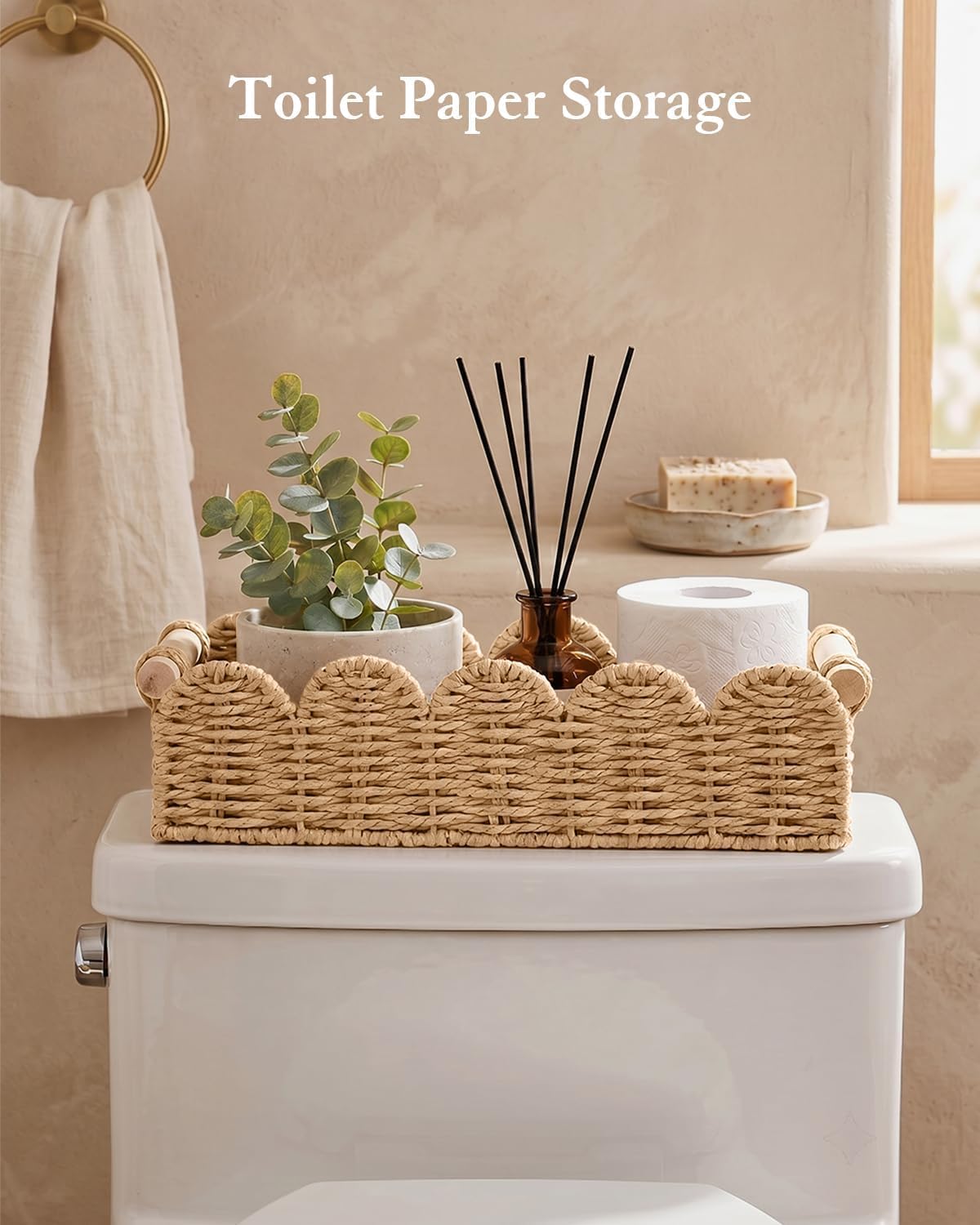 Toilet Paper Storage Basket for Toilet Tank, Bathroom Organizer