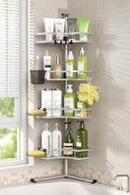 Standing Corner Shower Caddy - 4-Tier Rustproof Adjustable Shower Shelves