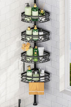 DAOYA Corner Shower Caddy Tension Pole 4 Tier Shower Caddy Organizer Black