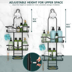 REINHARDT Adjustable Shower Caddy Hanging Rustproof Shower Organizer, Black