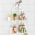 ODesign 4 Tier Adjustable Shower Organizer Hanging Over Showerhead Black