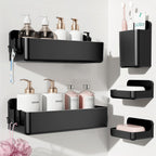 Nieifi Adhesive Shower Shelves, Clear, 5 Pieces