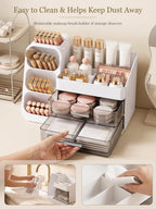 Booklov Large Makeup Organizer for Vanity Countertop, White