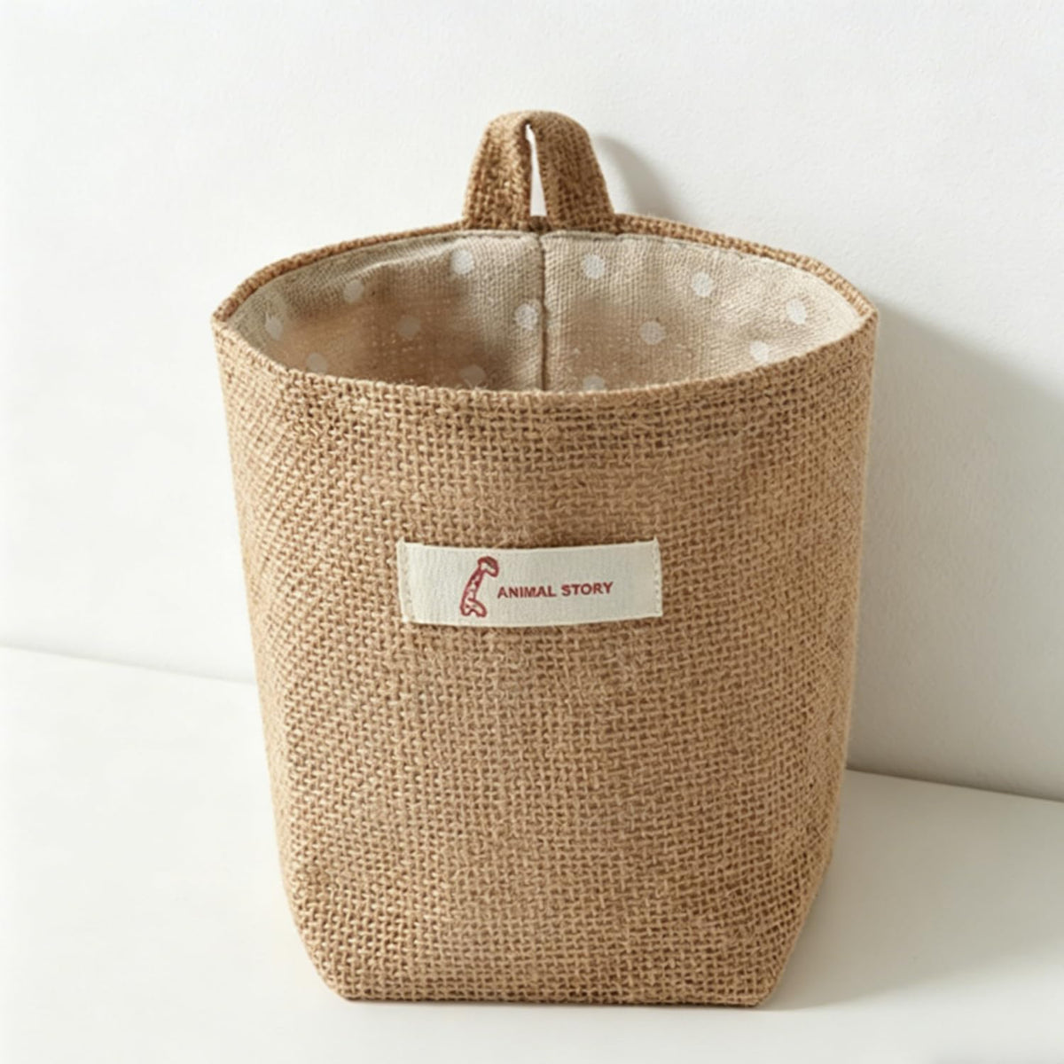 Washable Cotton Linen Hanging Organizer Bag for Door Wall Bedside | Washable Storage Pockets | Space Saving Reusable Closet Organizer (Yellow Dot)