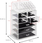 Sorbus Makeup Organizer, 7-Drawer Acrylic 2-Piece Set (Clear)