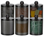 4 Pack Acrylic Qtip Holder Dispenser for Cotton Swabs, Balls, Floss Picks