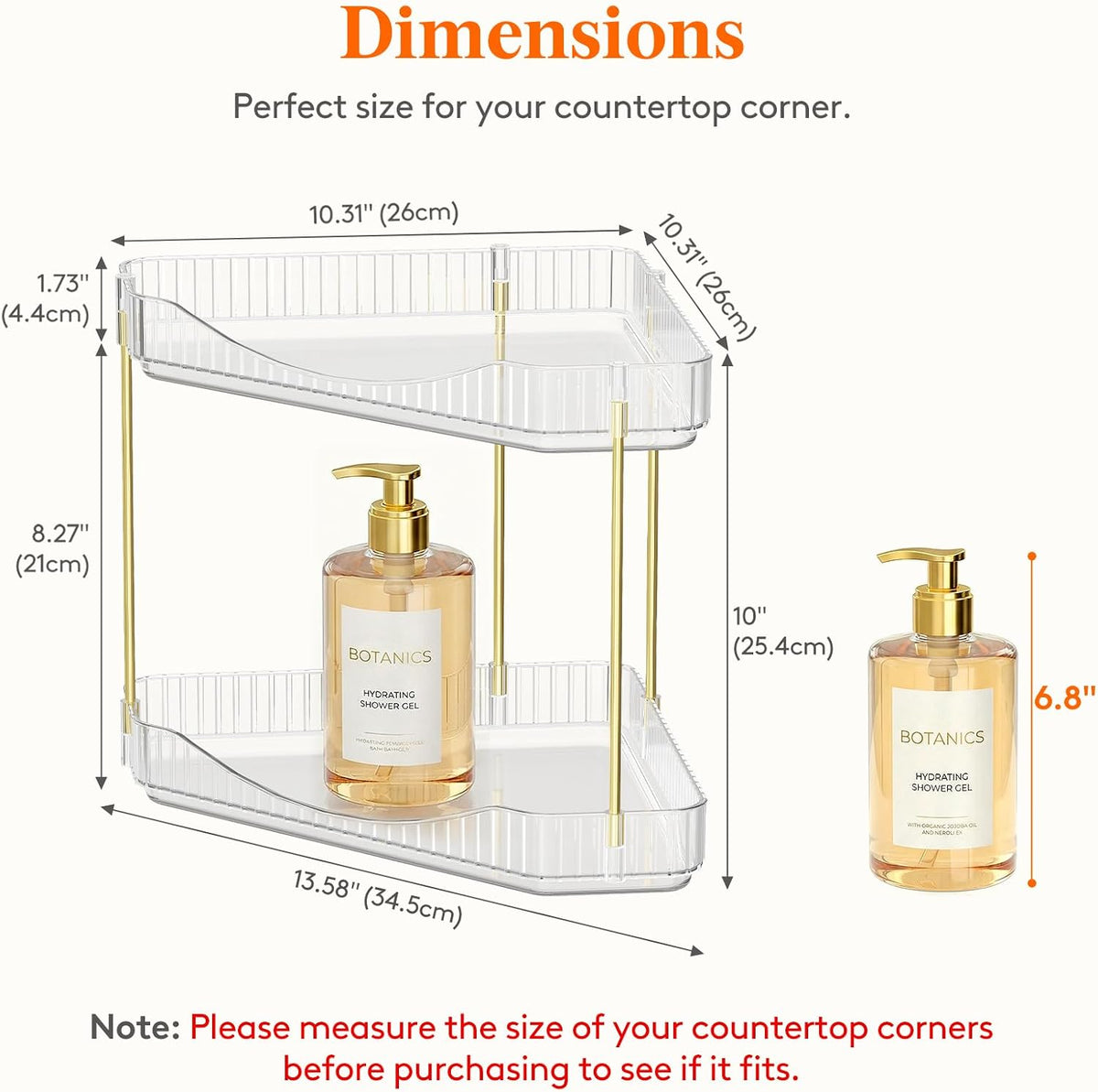 Lifewit 2 Tier Corner Bathroom Counter Organizers and Storage, Clear