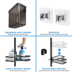 Adjustable Shower Caddy Tension Pole: Rustproof Corner Bathroom Shelves
