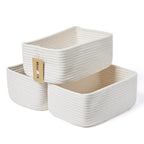 MiniArk Small Storage Baskets for Organizing | Closet Organizer Bins | Shelf Toy Basket | Woven Rope Baskets | Cube Decorative Box | Shallow Basket | L11.5xW7.5xH4.7| Brown
