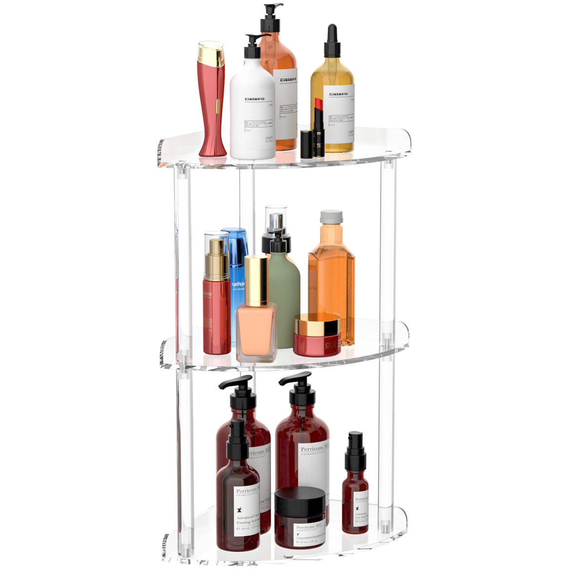 Sezanrpt 2 Tier Countertop Corner Organizer Shelf 7x7x8 Inch, Acrylic Bathroom Organizer Corner Shelf for Countertop, Clear Vanity Storage Organizer for Skincare, Cosmetics, Perfume