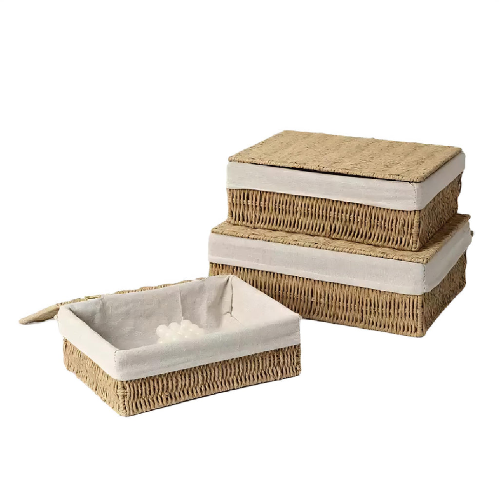Wicker Storage Baskets Set of 3, Bathroom & Shelf Bins