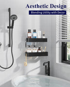 Kitsure Shower Caddy Adhesive, Stylish Shower Organizer, Large, Black