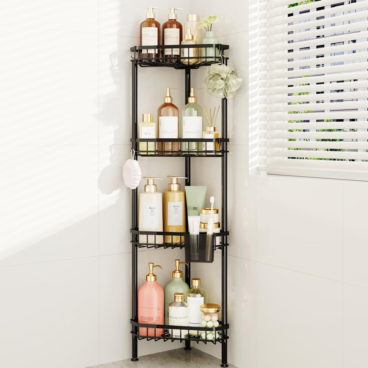 Consumest Corner Shower Caddy Stand - Rustproof Bathroom Organizer&Storage