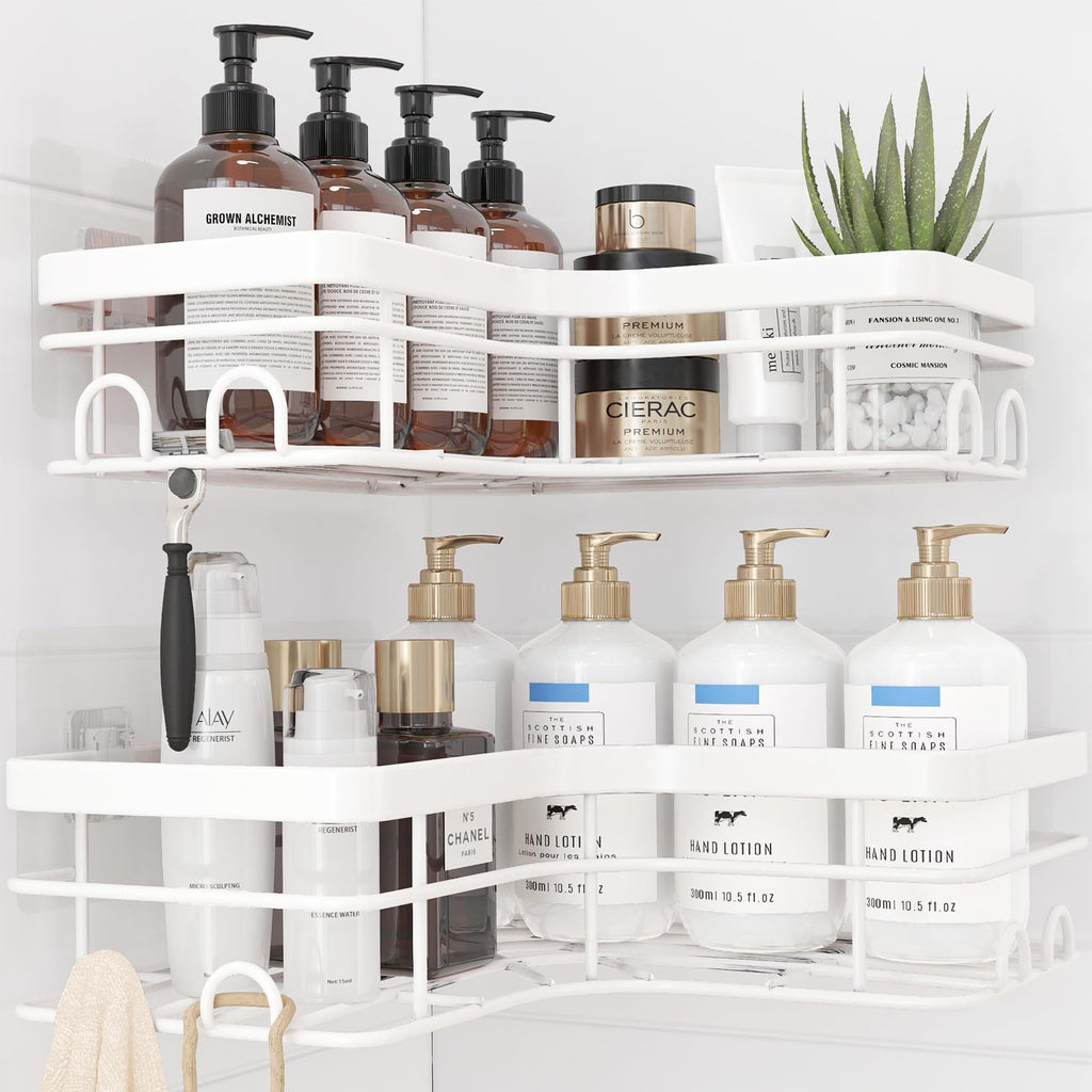 Sakugi Black Corner Shower Caddy Adhesive No Drilling Bathroom Shelves